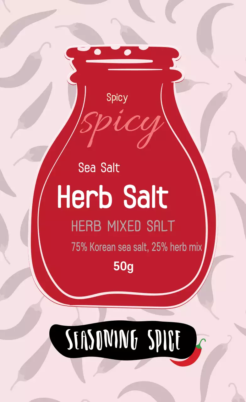 Pola ilustrasi merah label garam pengisi makanan antik