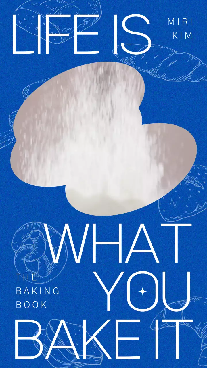 파란색 배경 테마 빵 일러스트 컨셉의 베이킹 레시피 안내