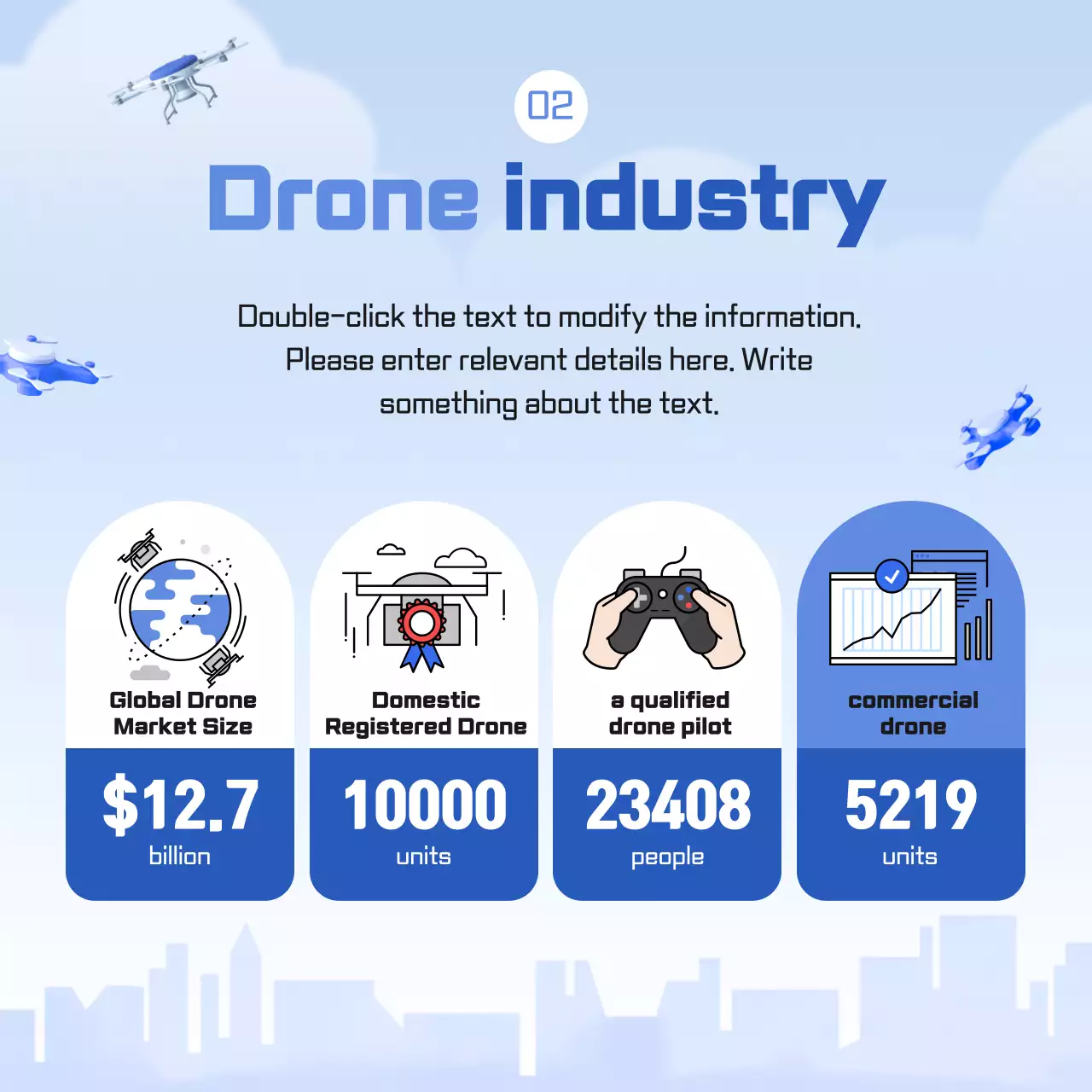 Drone theme with blue pastel casual illustration concept