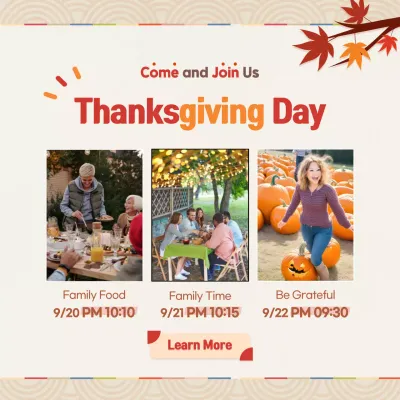 Orange Traditional Thanksgiving Event Announcement Social Media Post