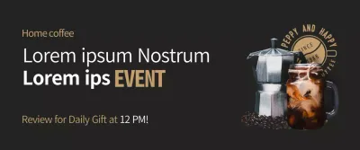 Biểu ngữ sự kiện cà phê hiện đại màu đen