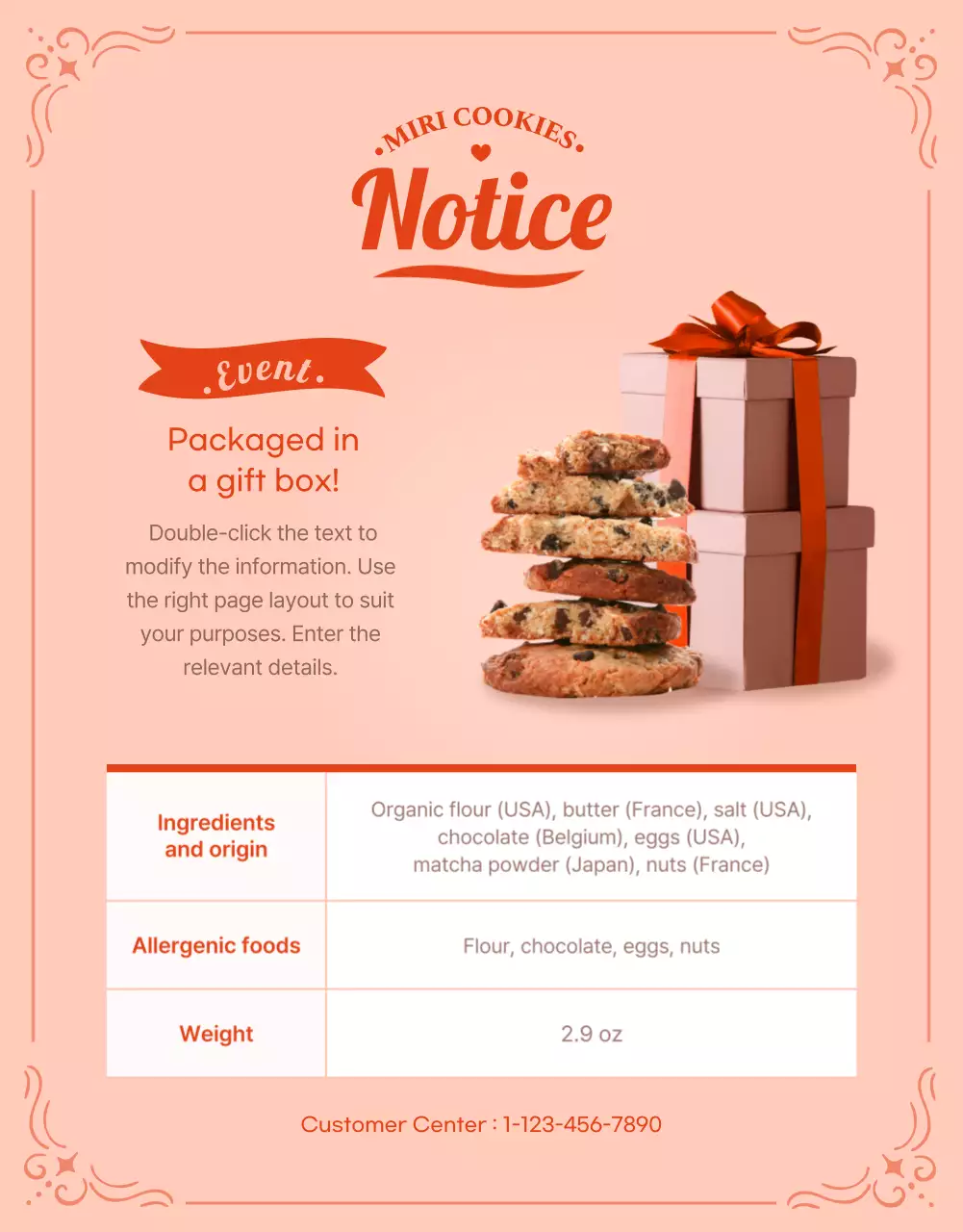 Coral Vintage Cookies Menu Poster