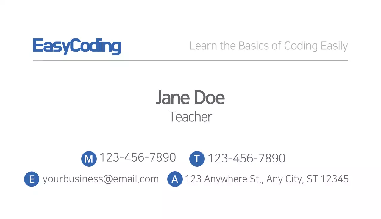 Blue Minimal Coding Promotion Business Card