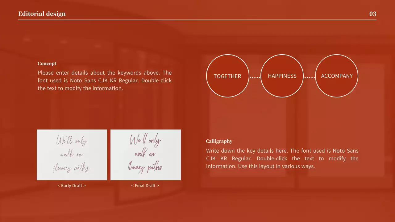 Red-toned circular point design portfolio