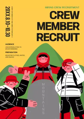 Yellow Retro Hiking Recruitment Poster