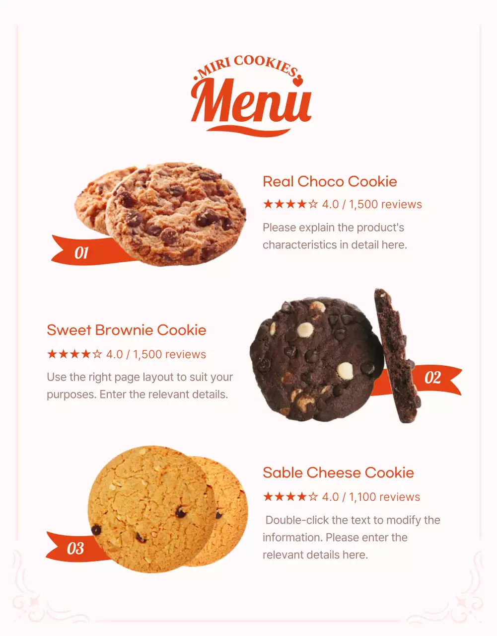 Coral Vintage Cookies Menu Poster