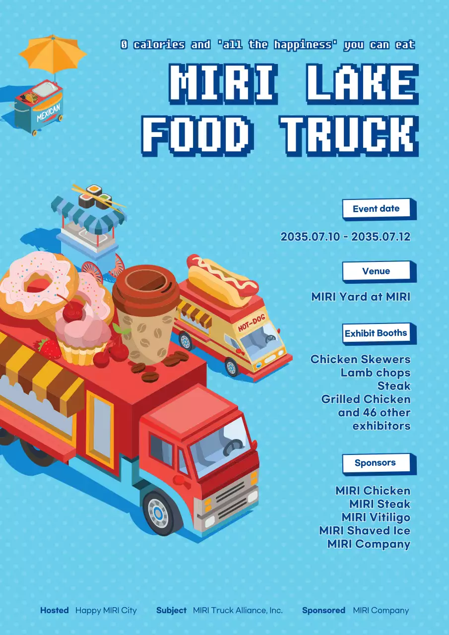 Blue Retro Food Event Promotion Poster