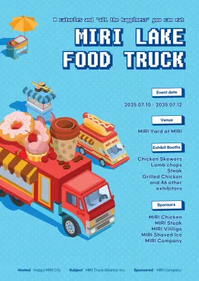 Blue Retro Food Event Promotion Poster