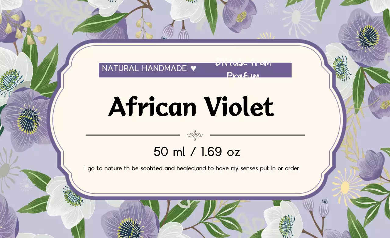Vintage perfume label with purple illustration