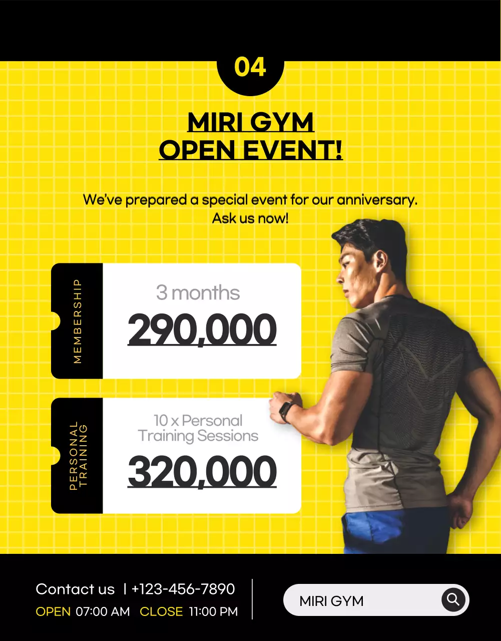 Promote your gym by highlighting photos in yellow and black