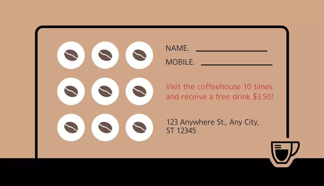 Beige Retro Coffee Promotion Business Card