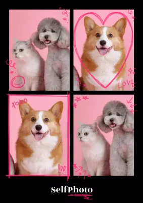 Black and pink teenage graffiti inspired four-color photo frame