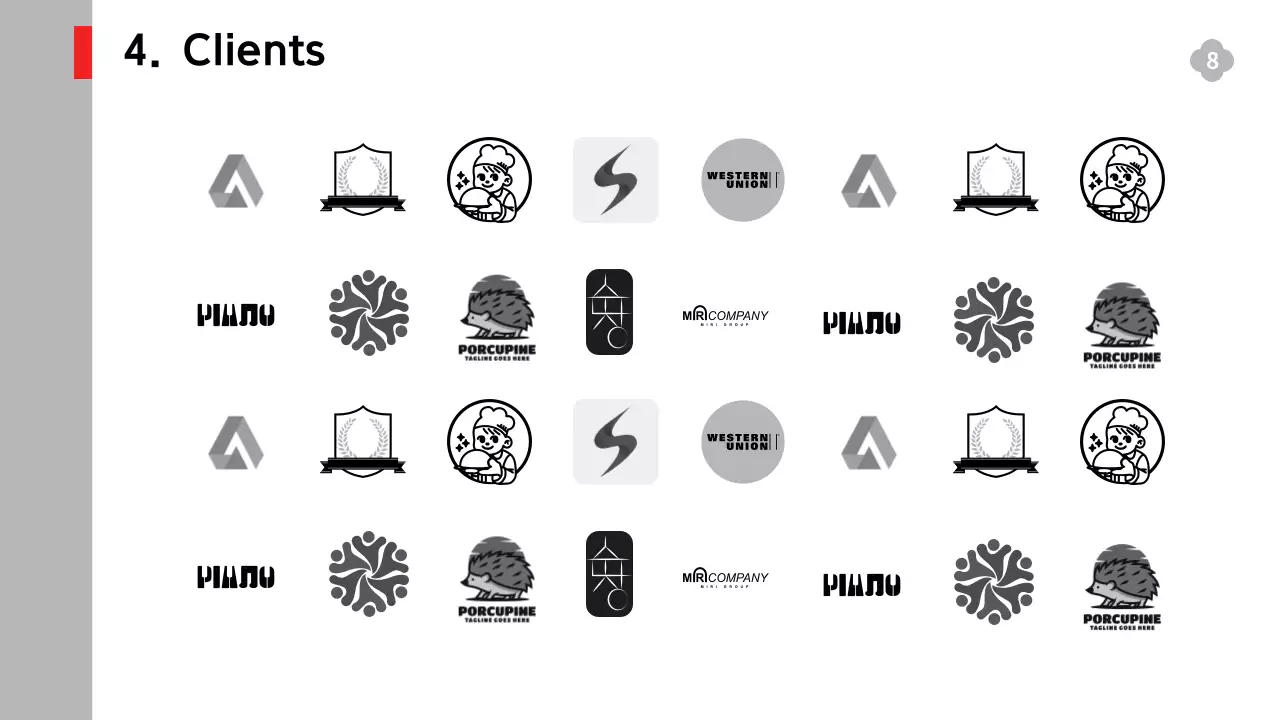 흑백의 단순한 구성의 서비스 실적과 전략, 예측 보고서