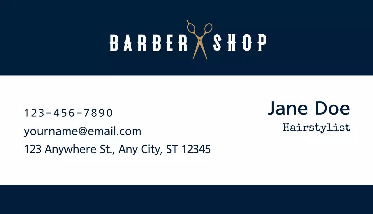 Navy Classic Barber Business Card