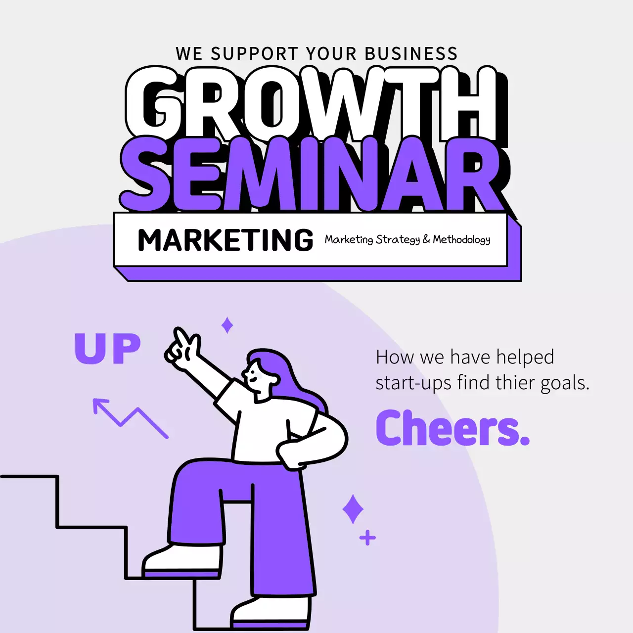 퍼플 모던 비즈니스 세미나 소셜 미디어 게시물