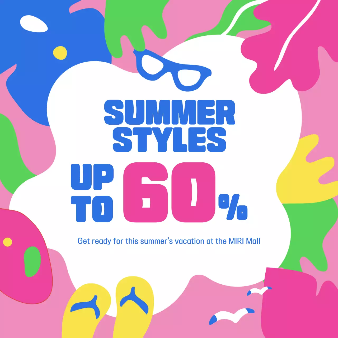 핑크색의 손그림 일러스트 느낌의 여름 세일 내용