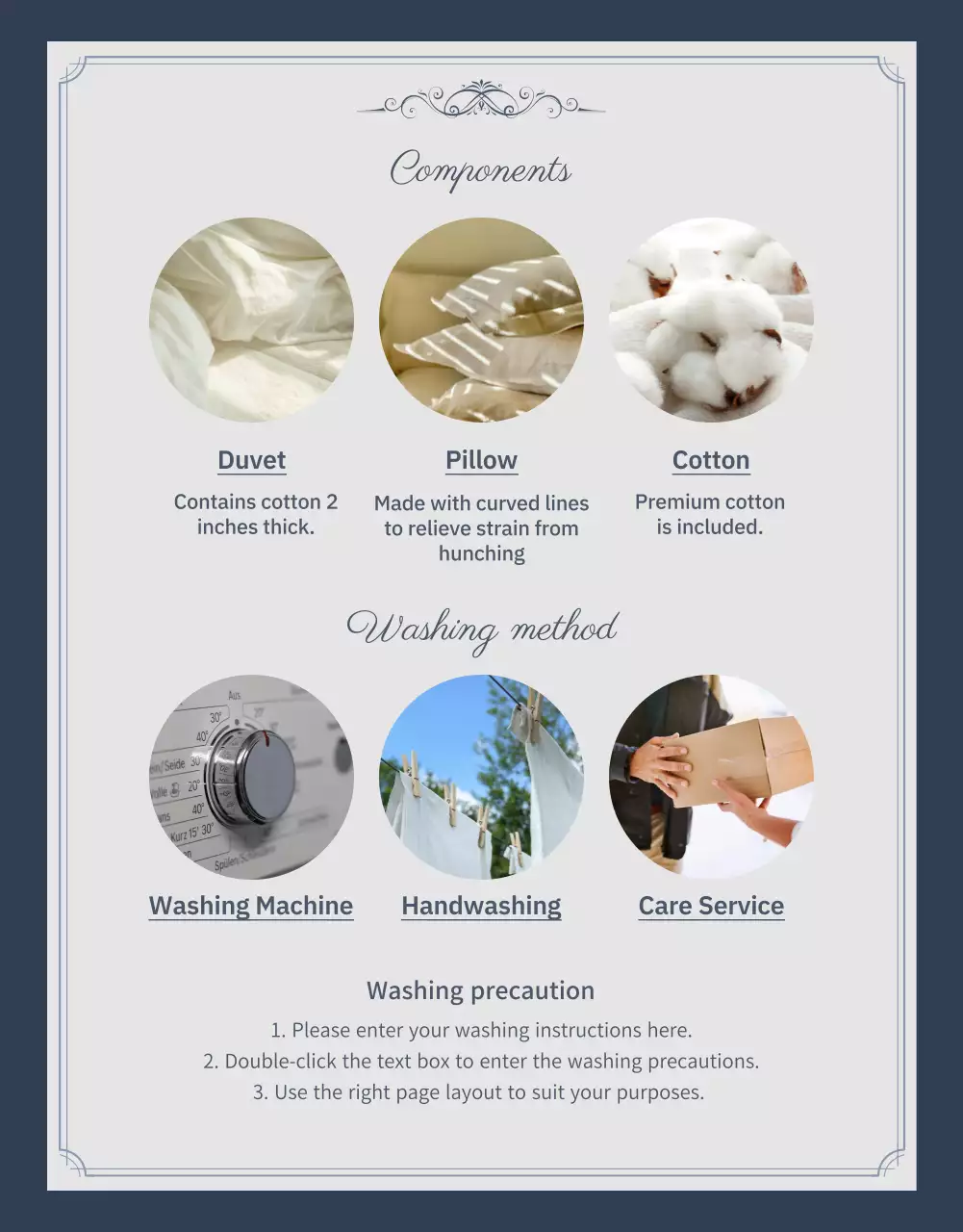 Purple and gray bedding detail page