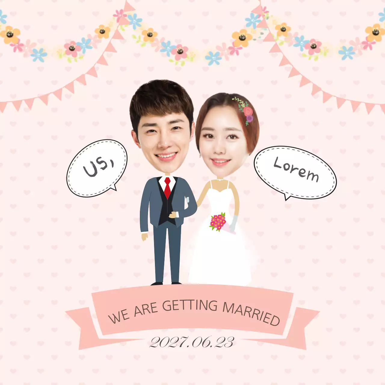 Pink Cute Wedding Invitation Banner