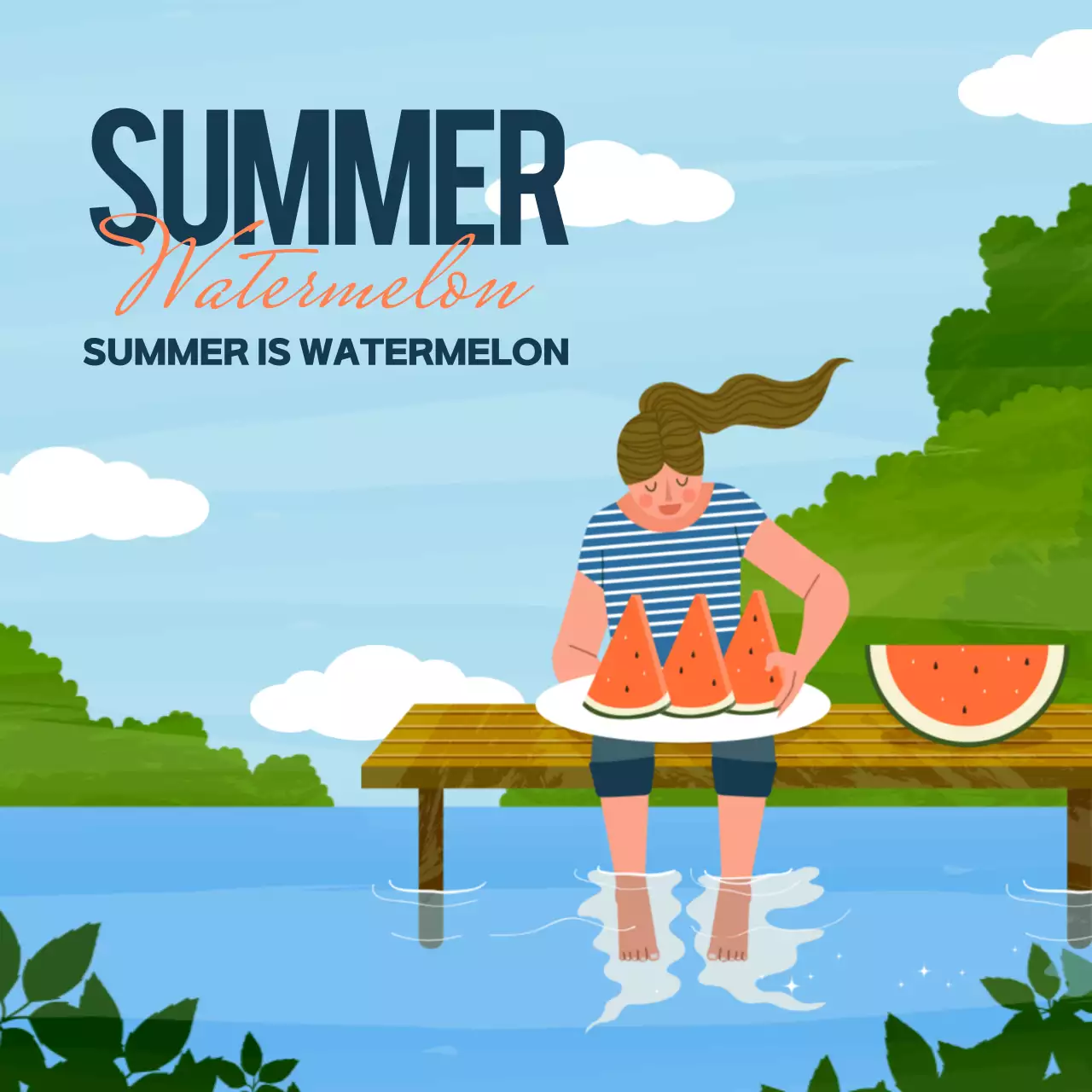 Blue Minimal Summer Poster Social Media Post