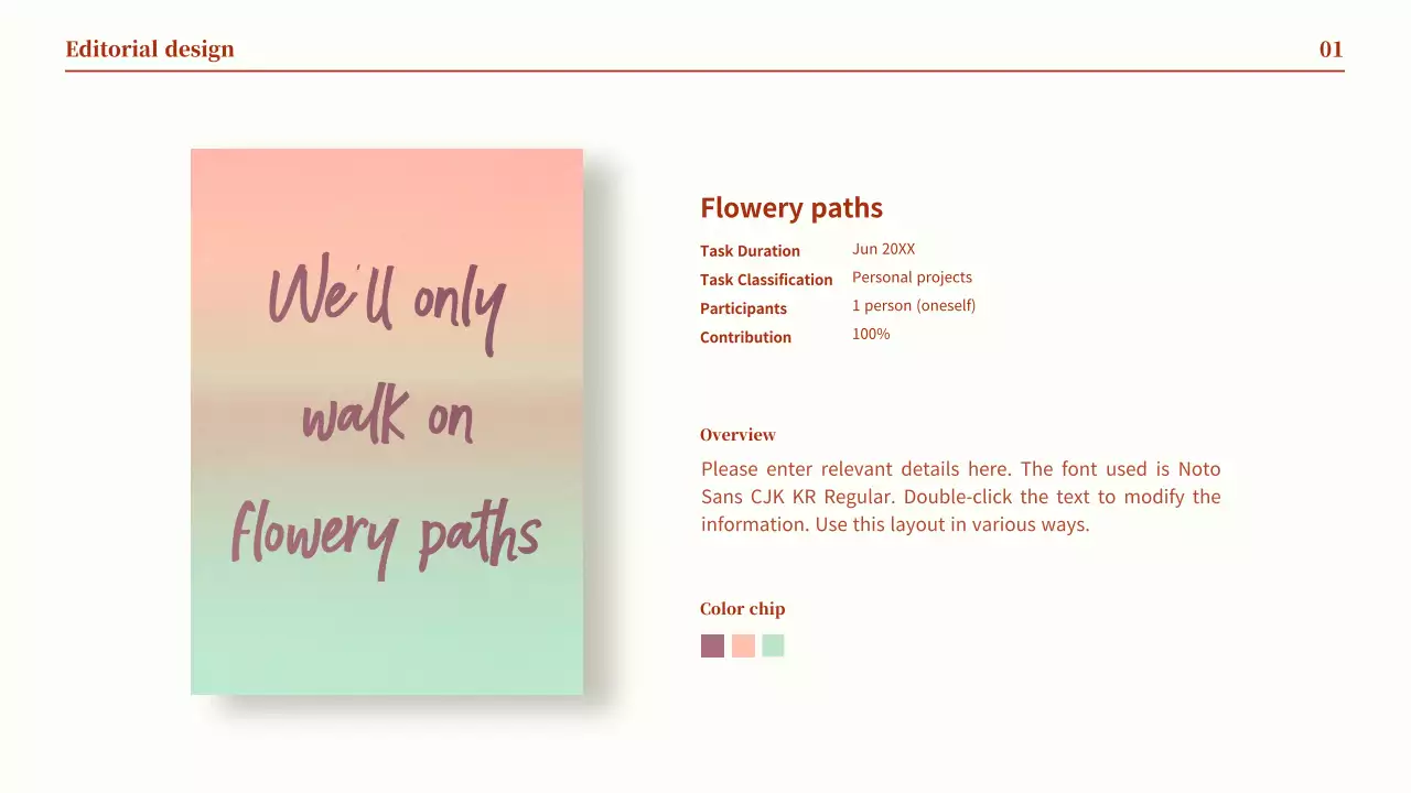 Red-toned circular point design portfolio