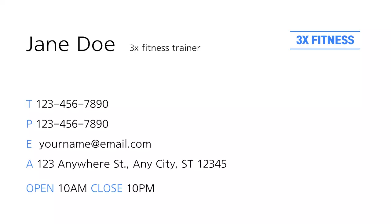 Blue Modern Fitness Business Card