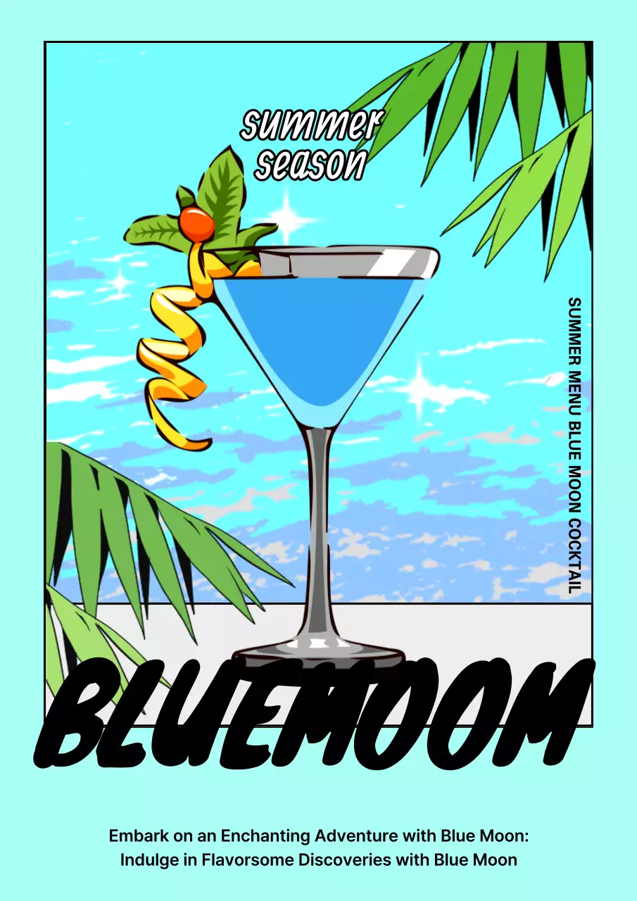 Blue Retro Cocktail Promotion Poster