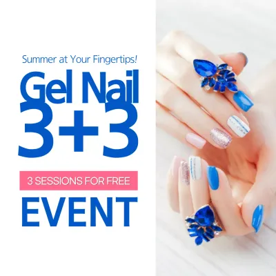 Blue Trendy Nail Event Social Media Post