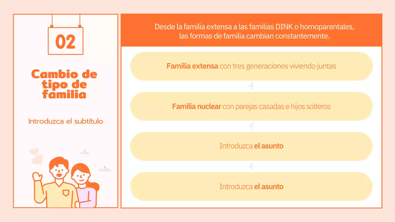 Programa de cultura familiar con simpáticas ilustraciones en naranja