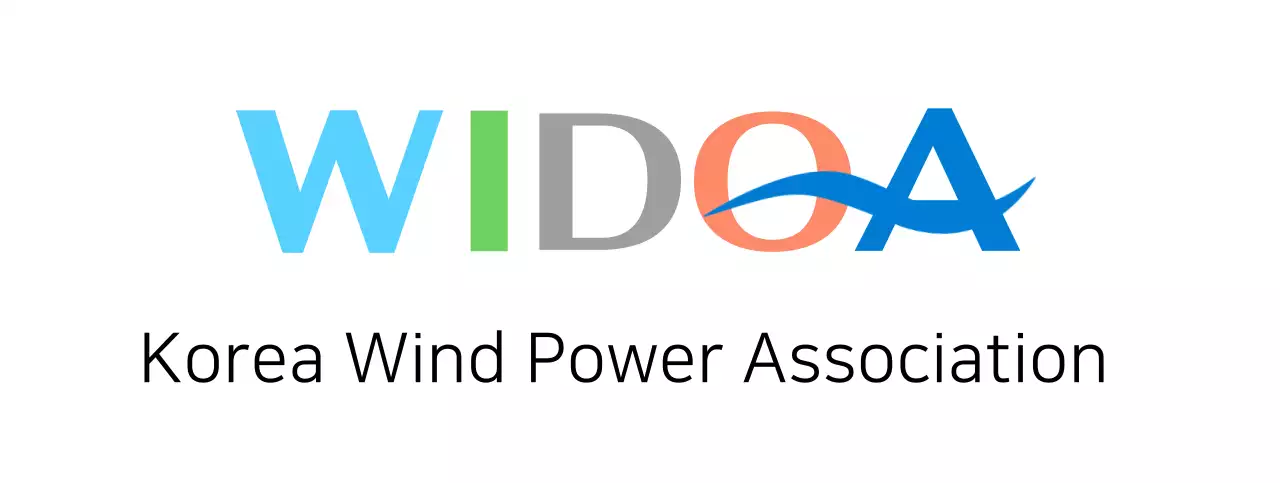 Multicolored wind power association logo