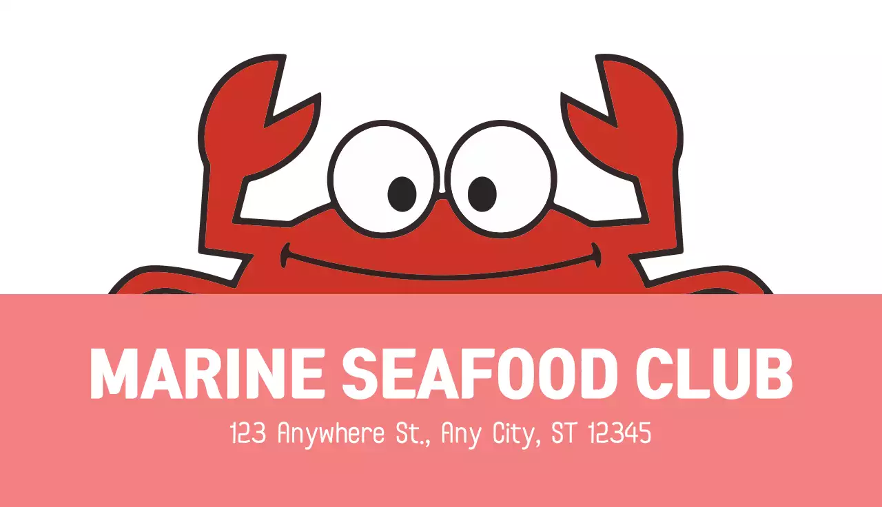 Red Simple Seafood Menu Business Card