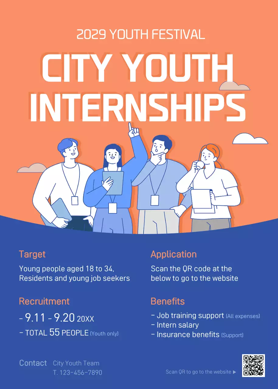 Orange Modern Internships Announcement Poster