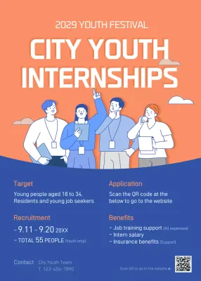 Orange Modern Internships Announcement Poster