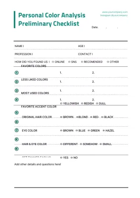 Teal Minimal Color Checklist