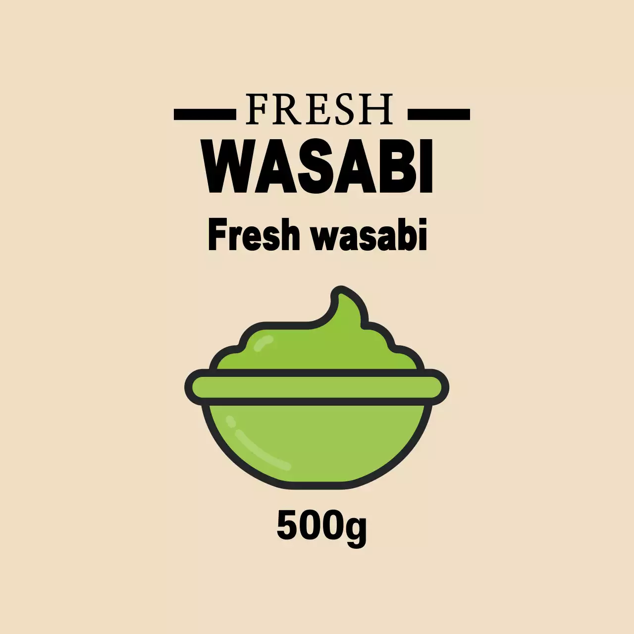 Ilustrasi krem hijau label umshik saus wasabi yang lucu