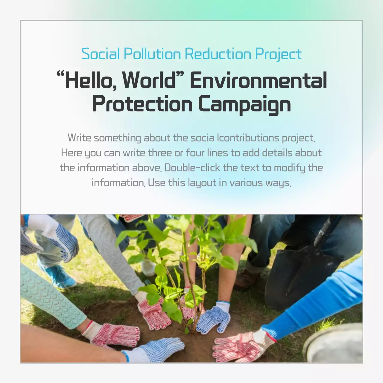 Corporate social responsibility with a blue and mint smudged gradient concept