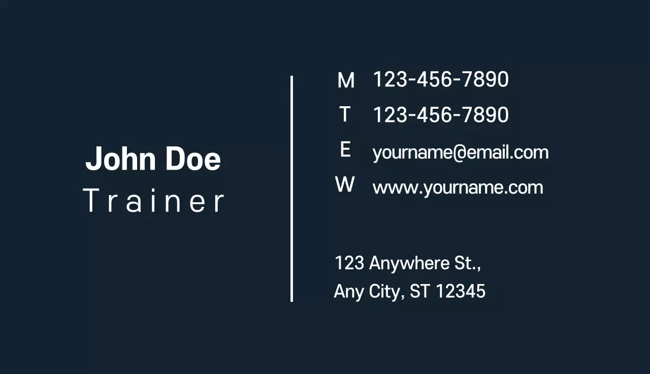 Navy Modern Fitness Business Card