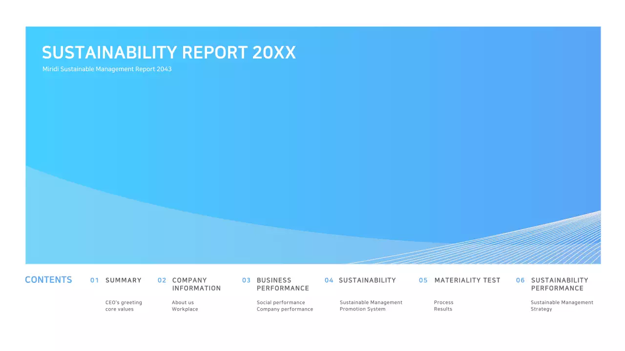 Light blue neat corporate ESG sustainability report presentation ppt