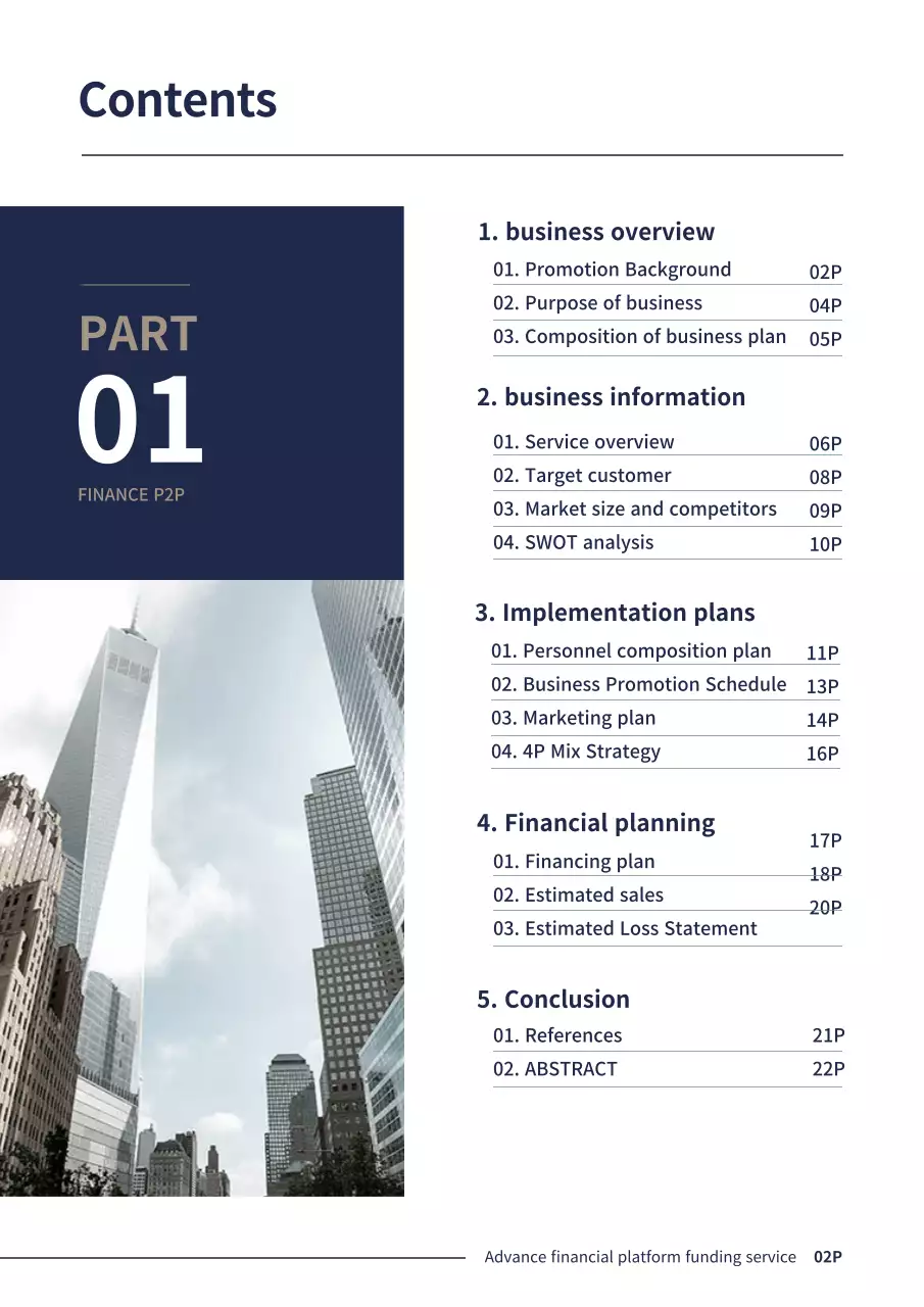 Simple Business in Navy Blue Corporate Finance P2P Business Plan