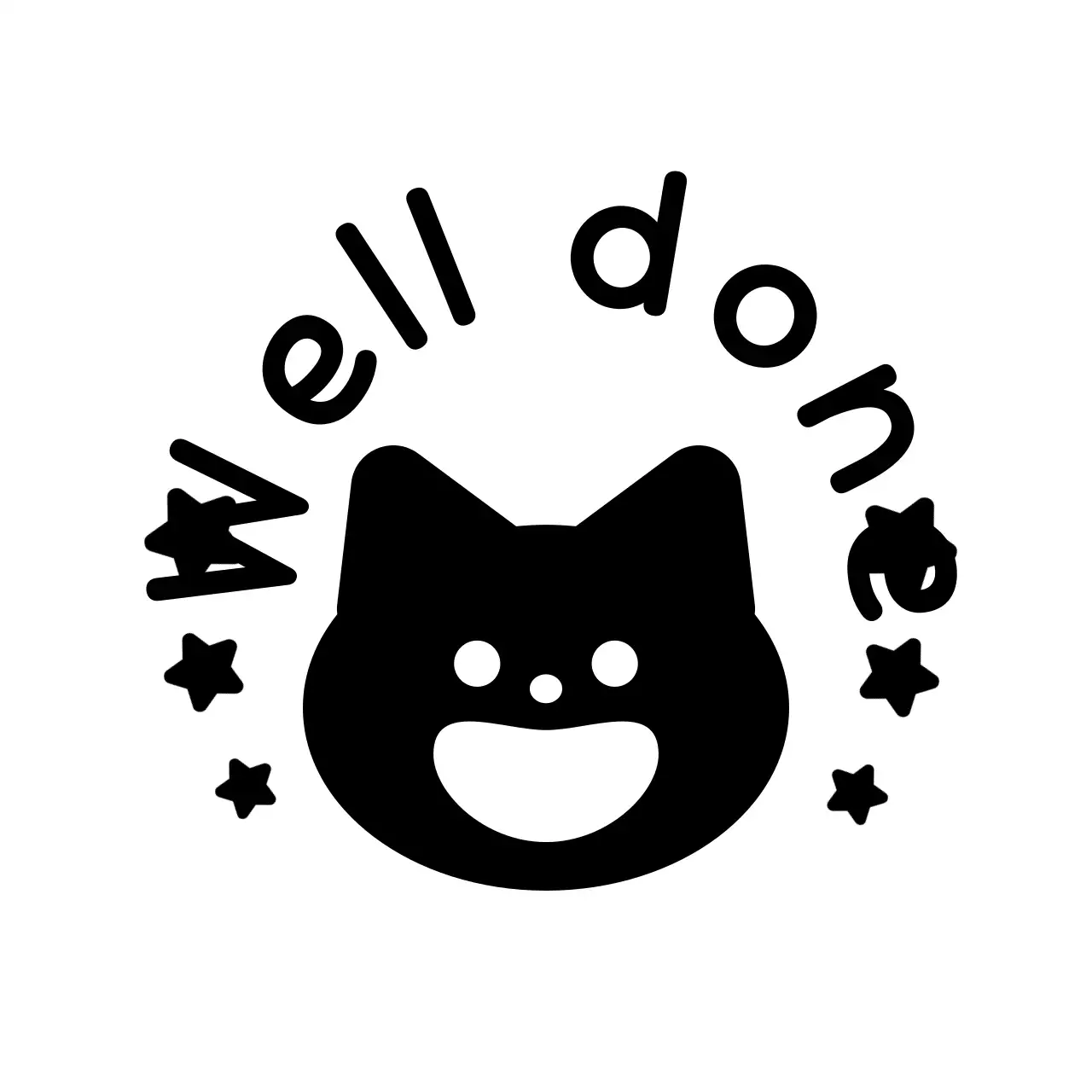 Stempel pujian dengan karakter hewan hitam yang lucu