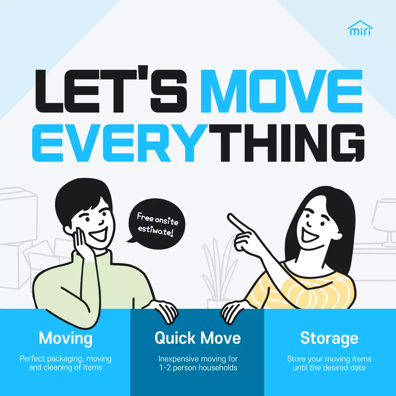 Blue Modern Moving Promotion Social Media Post