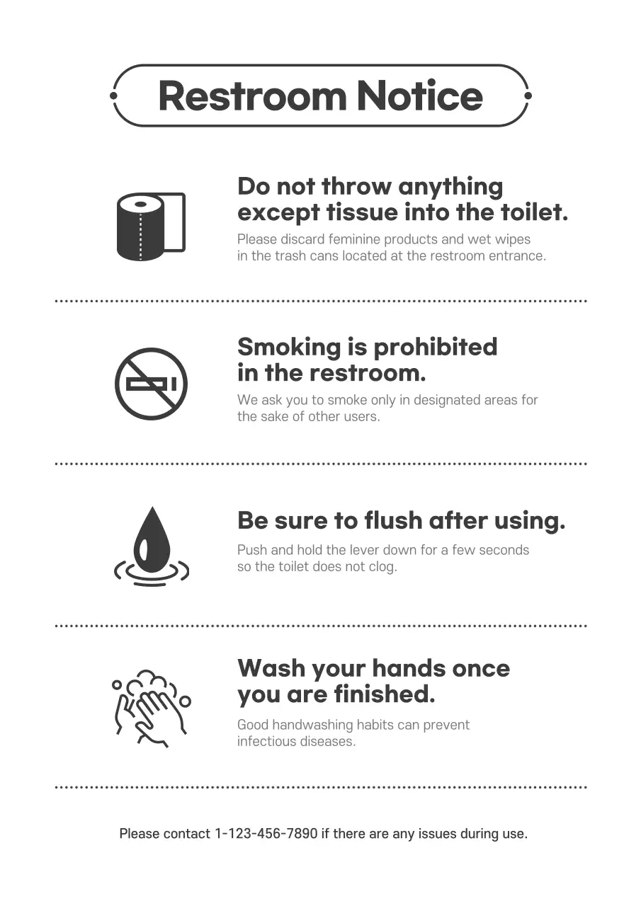 Simple, businesslike restroom signage template