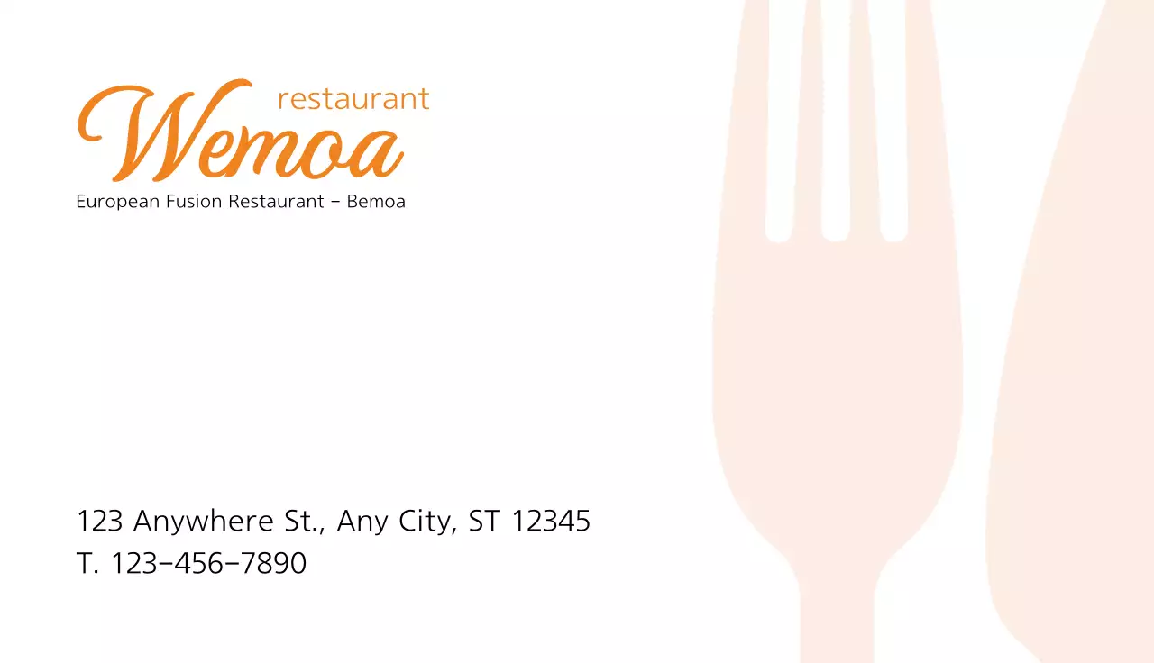 Orange Minimal Restaurant Business Card