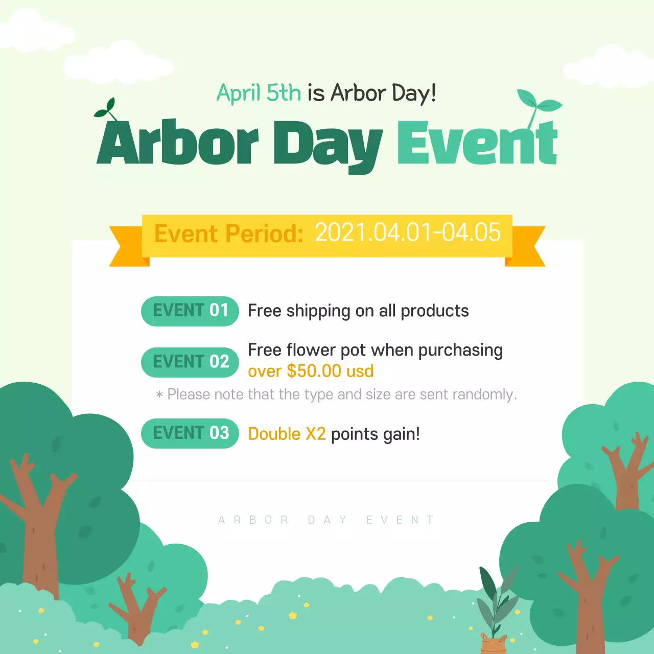 Green Modern Arbor Day Promotion Social Media Post
