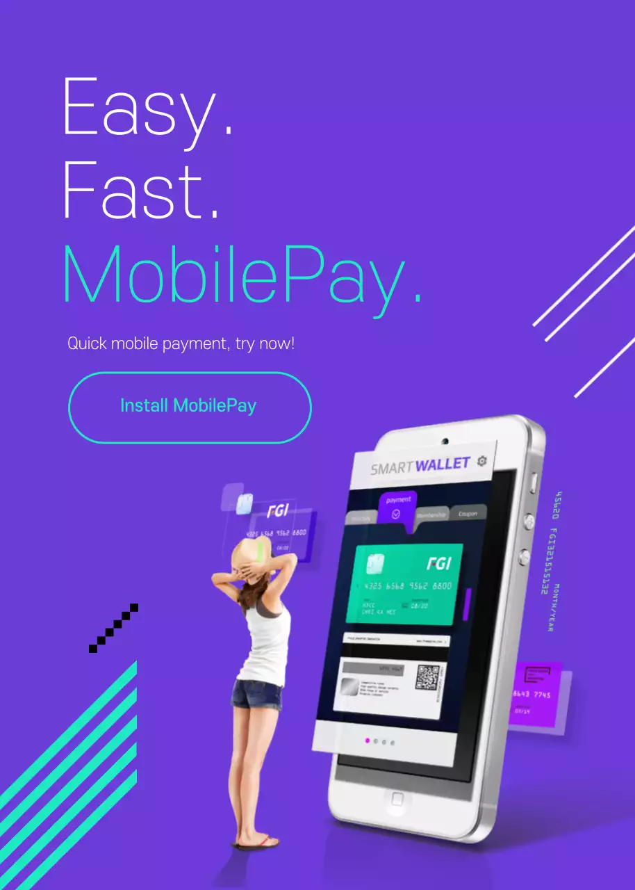 Cartaz de promoção de pagamento móvel moderno roxo