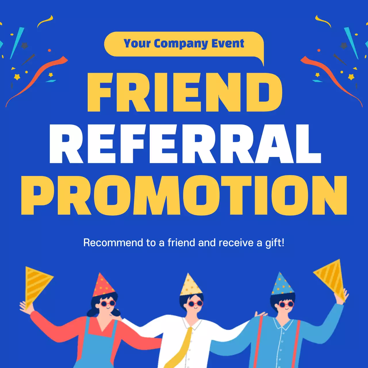 Blue Modern Referral Promotion Social Media Post