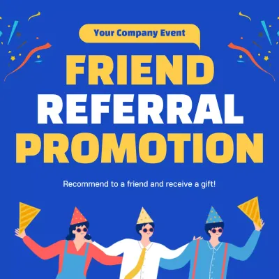 Blue Modern Referral Promotion Social Media Post