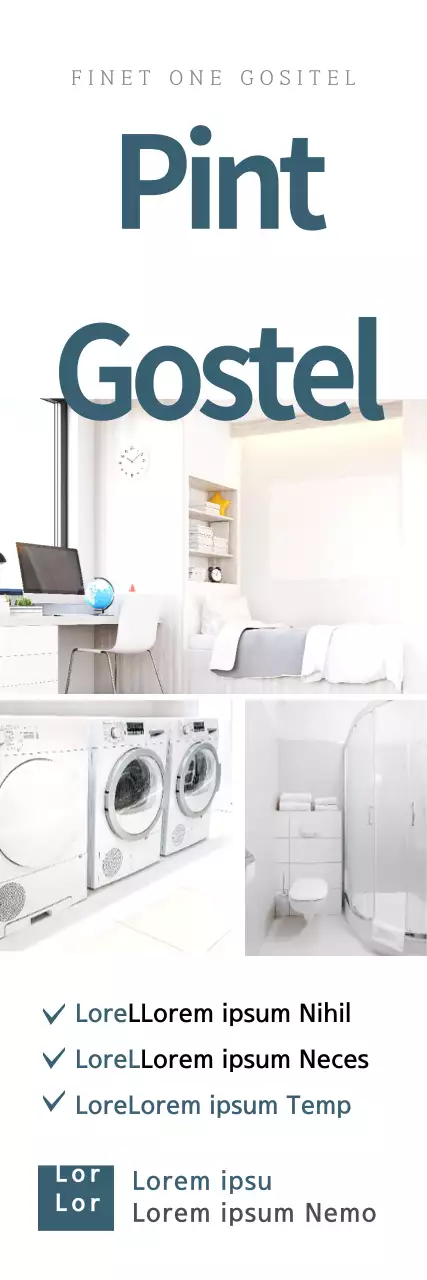 Banner promocional de albergue moderno branco