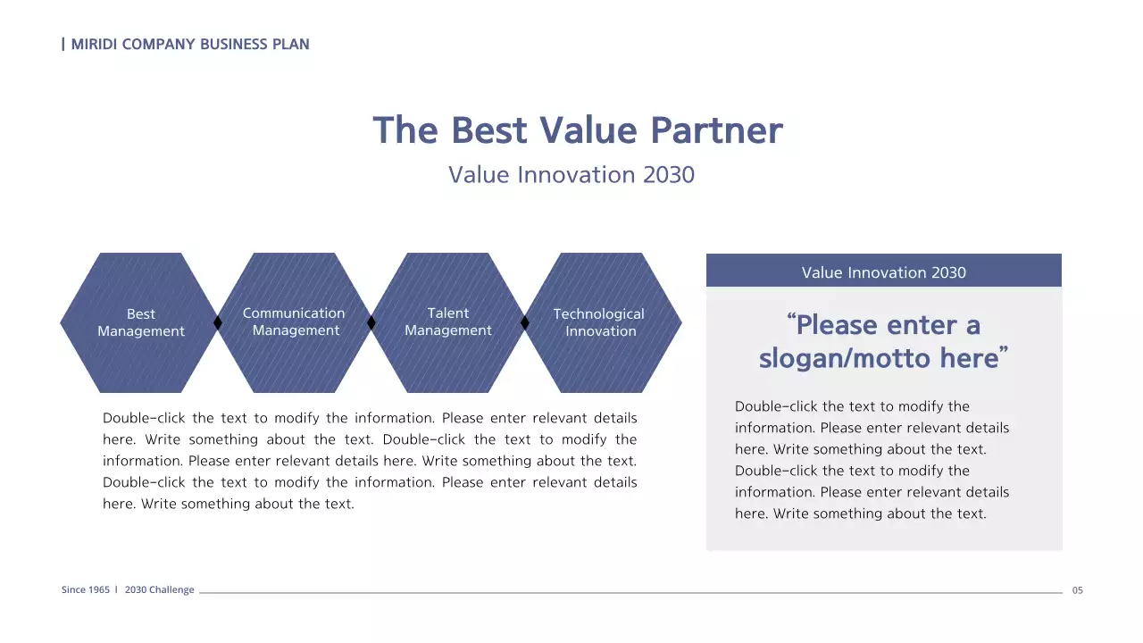 A simple business plan in navy blue