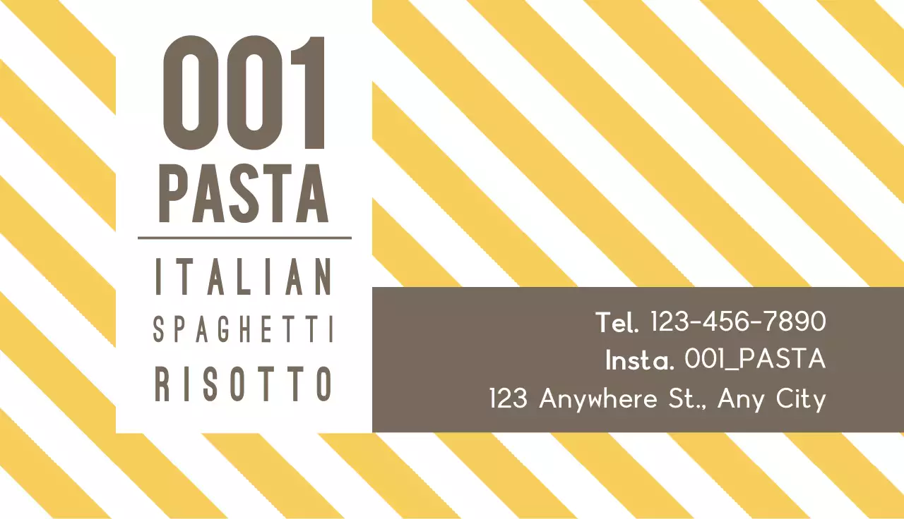 Yellow Minimal Restaurant Promotion Business Card