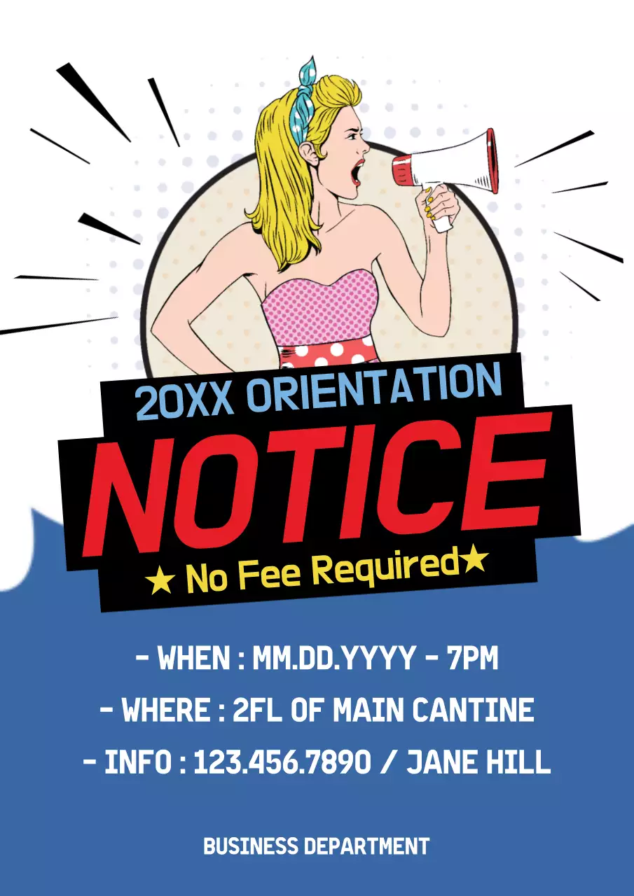 Blue Retro Orientation Notice Poster